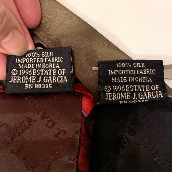 J. GARCIA 2 Pc Men’s Neck Ties Olive Green & Gold; Red, Gray, & Black 100% Silk - Picture 4 of 9